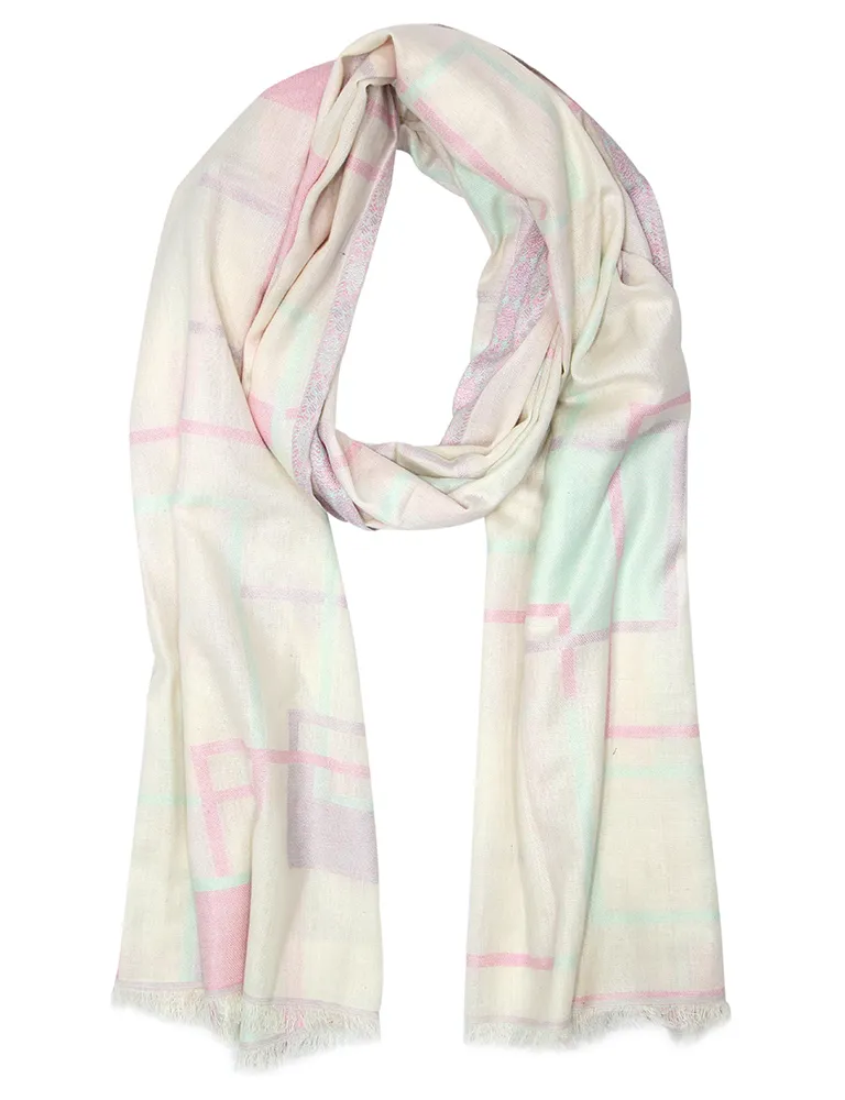3d Jacquard Scarf with Row Fringes