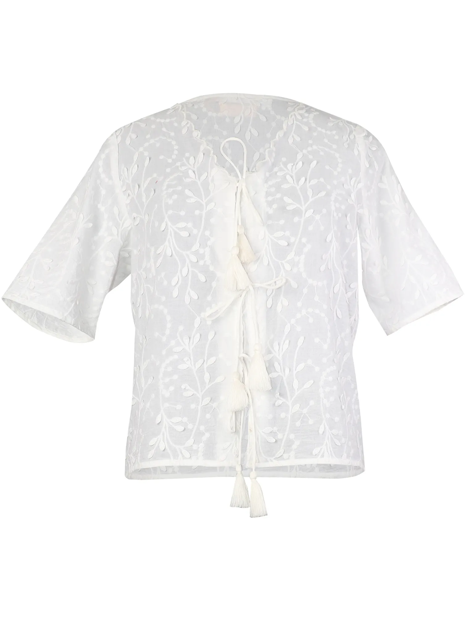 3D Embroidery Blouse with Drawstring